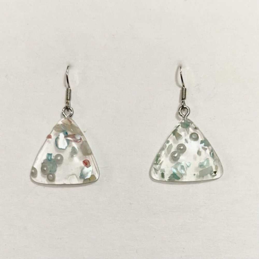 Elegant Silver and Clear Triangle Earrings